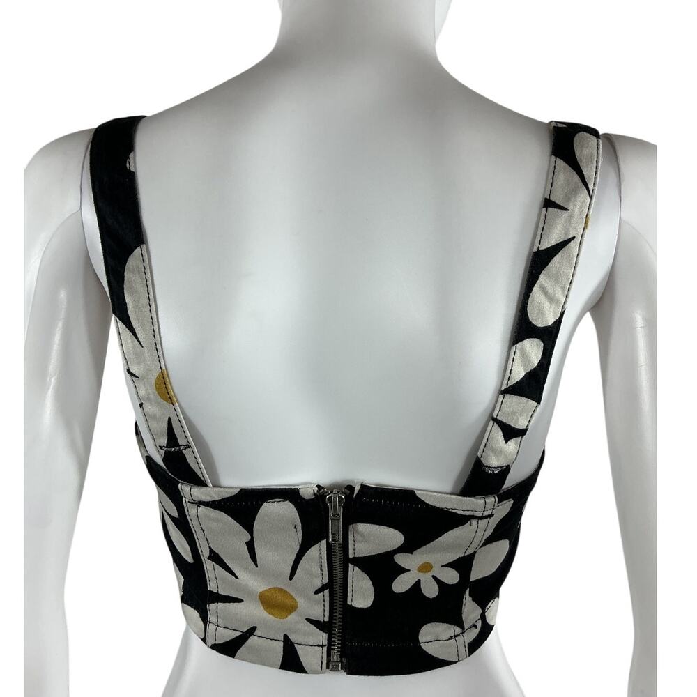 Reformation Floral Black/White Nikki Bustier Top Size 0 - Picture 2 of 3